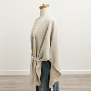 Ann Taylor Factory 2 Toned Oversized Poncho Shrug Beige Knit Cardigan OS S M L